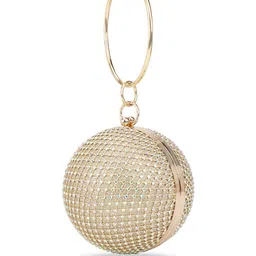 Globus Women Gold Bangle Handle Small Circle Party Bag With Detachable Chain Strap image 3