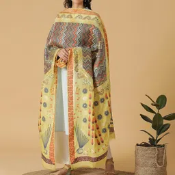 SHINGORA Yellow & Grey Woven Design Dupatta-picture-13