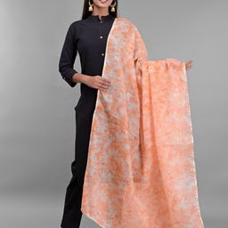 Apratim Women Peach & White Printed Cotton Dupatta-28