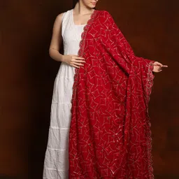 Exotic India Ethnic Motifs Embroidered Velvet Dupatta with Sequinned-picture-52