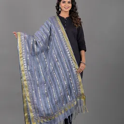 Apratim Striped Tasseled Dupatta-37