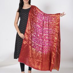 MUFFLY Woven Design Tie and Dye Dupatta-10