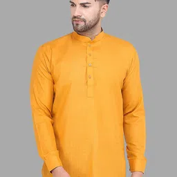 ROYAL KURTA Men Yellow Solid Summer Sheers Kurta-image-51