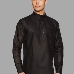 ROYAL KURTA Men Black Solid Patchwork Summer Sheers Kurta-picture-38