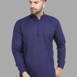 ROYAL KURTA Men Navy Blue Solid Kurta-picture-30