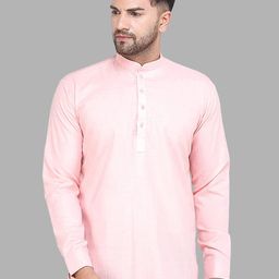 ROYAL KURTA Men Pink Pastels Pathani Kurta-image-43