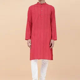 Fabindia Striped Mandarin Collar Cotton Straight Kurta-image-57