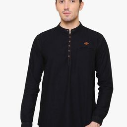 Kuons Avenue Band Collar Long Sleeves Denim Kurta-image-31