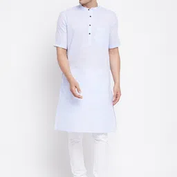 even Men Blue Cotton Dobby Kurta-image-66