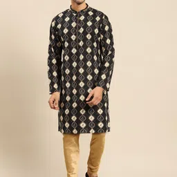 Amodh by Kisah Men Ethnic Motifs Printed Dobby Cotton Kurta-image-53