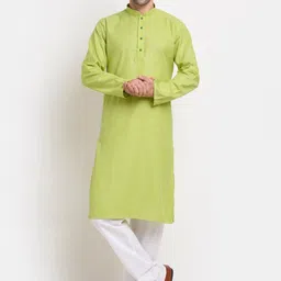 KRAFT INDIA Men Green Checked Pure Cotton Straight Kurta-picture-44