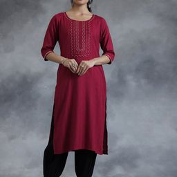 Libas Woven Design Round Neck Dobby Kurta-image-50