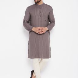 even Men Grey Striped Kurta-picture-26