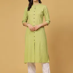Pistaa Mandarin Collar Cotton A-Line Kurta-picture-44