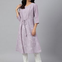 W Women Floral Print Cotton A-Line Kurta-image-49