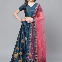 KALINI Embroidered Thread Work Semi-Stitched Lehenga & Blouse With Dupatta-picture-58
