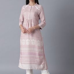 W Women Lavender Ethnic Motifs Kurta-image-56