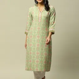 Rangriti Mandarin Collar Ethnic Printed Straight Kurta-image-50