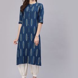 Stylum Women Blue Ethnic Motifs Printed A-Line Kurta-picture-26