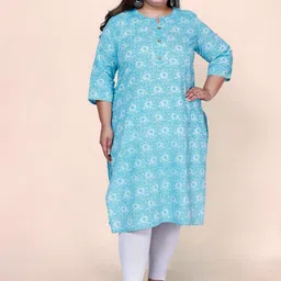 Jevi Prints Plus Size Floral Printed Gotta Patti Block Print Cotton Kurta image 1