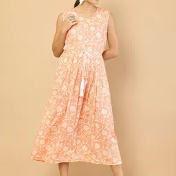Soch Women Peach-Coloured Floral Printed Kurta-image-15