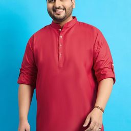 bigbanana Plus Size Mandarin Collar Thread Work Straight Short Kurta-17