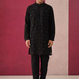 KALPRAAG Ethnic Motif Embroidered Sequinned Straight Kurta with Trousers-picture-28