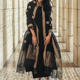 BAESD Round Neck A-Line Kurta With Trousers And Dupatta-image-15