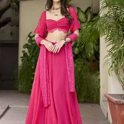 BAARO MASI V-Neck Puffed Sleeves Ready To Wear Lehenga Choli With Dupatta-picture-36