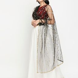 Dupatta Bazaar Black Ethnic Motifs Embroidered Dupatta with Gotta Patti-16