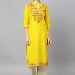 FASHION DEPTH Women Geometric Printed Thread Work Kurta-picture-25