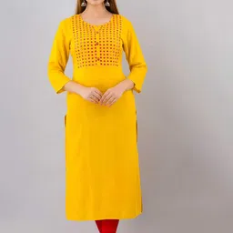 FASHION DEPTH Women Geometric Embroidered Mirror Work Indie Prints Kurta-image-68