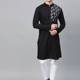See Designs Men Thread Work Pure Cotton Kurta-image-96