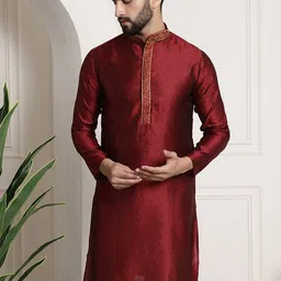 SOJANYA Men Maroon Woven Design Straight Kurta-picture-50