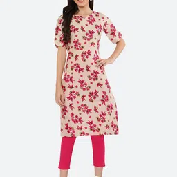 KETAKI FASHION Women Beige & Red Floral Printed Floral Kurta-picture-30