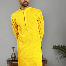Anouk Floral Embroidered Sequinned Pure Cotton Straight Kurta-38