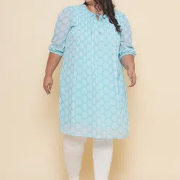 Kiaahvi by JOHN PRIDE Plus Size Geometric Printed Cotton Straight Kurta-12