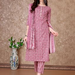 KALINI Paisley Printed Regular Kurta with Trousers & Dupatta-image-102