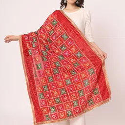 Moda Chales Floral Embroidered Phulkari Chiffon Dupatta-image-99