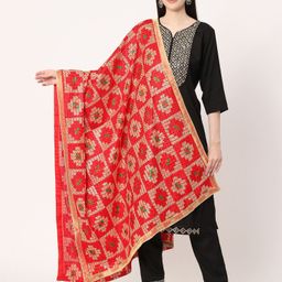 Moda Chales Ethnic Motifs Embroidered Chiffon Dupatta With Phulkari-17