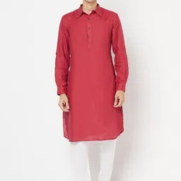 Fabindia Men Maroon Kurta-image-75