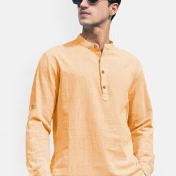 univibe Band Collar Pure Cotton Short Kurta-image-86