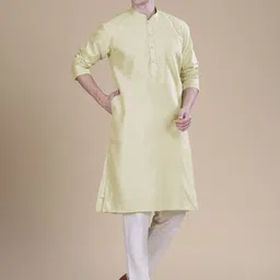 Anouk Woven Design Mandarin Collar Cotton Silk Straight Kurta-picture-47