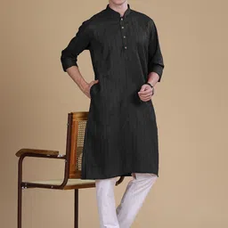 Anouk Mandarin Collar Thread Work Straight Kurta-picture-29