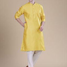 Anouk Woven Design Mandarin Collar Cotton Silk Straight Kurta-image-61