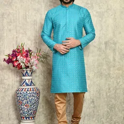 RANAK Men Thread Work Kurta-image-100