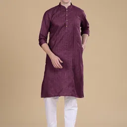 Anouk Mandarin Collar Thread Work Cotton Kurta-picture-57