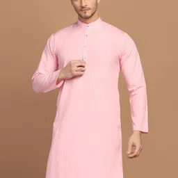TAHVO Mandarin Collar Cotton Straight Kurta-image-73