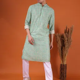 SHIWAM ETHNIX Ethnic Motifs Printed Pure Silk Kurta-picture-35