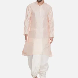 Sethukrishna Ethnic Motifs Woven Design Mandarin Collar Straight Pastel Kurta-10